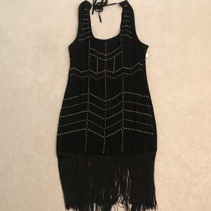 NWT NordstromRack FreePress Fringe Black Dress M